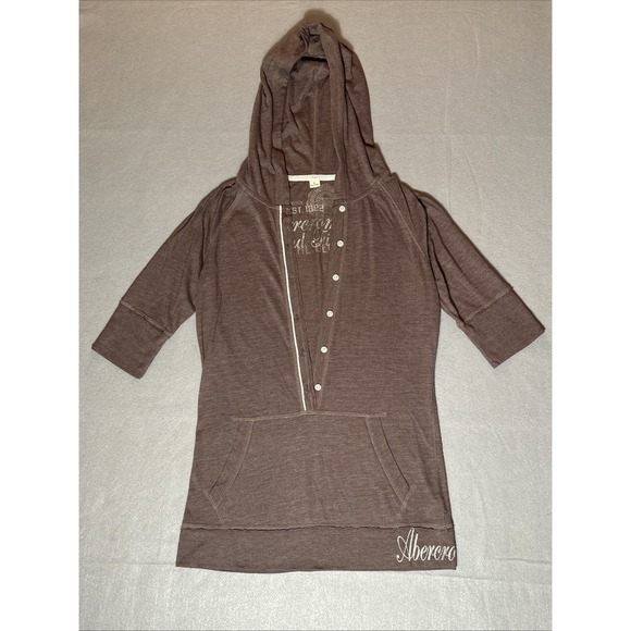Abercrombie & Fitch Tops - Abercrombie & Fitch Women's Vintage Y2K Quarter Sleeve Hooded Athletic Top
